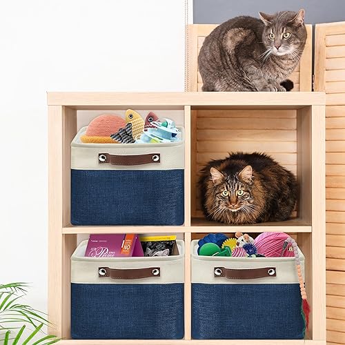 Miniatura 135 de Simple Houseware Contenedor grande de tela de almacenamiento, 14.4 x 10 pulgadas con asas, paquete de 3, organizador plegable para armario y Gris