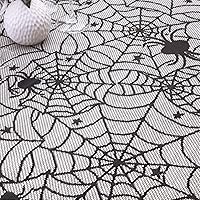 Vista 2 de Rockcloud Mantel rectangular de encaje de poliéster para decoración de Halloween, cenas, 71 x 53 pulgadas