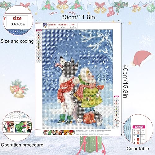 Miniatura 2 de Kits de pintura de diamantes de Navidad para adultos y niños, pintura artística de diamantes de perro y niña con diamantes, pintura de diamante 5D,