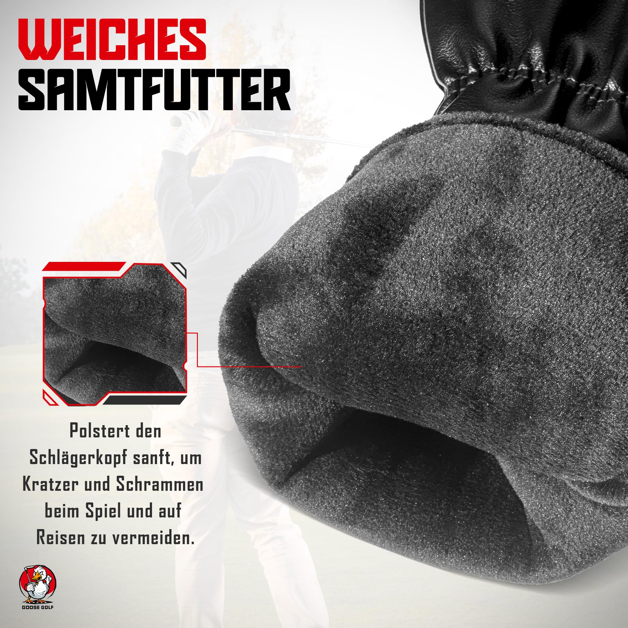 Universelle Golfschlägerhauben für Driver und Woods – kompatibel mit allen Marken (Callaway, Taylormade, Titleist…) – Premium-Schutz mit elastischem Verschluss – Goose Golf