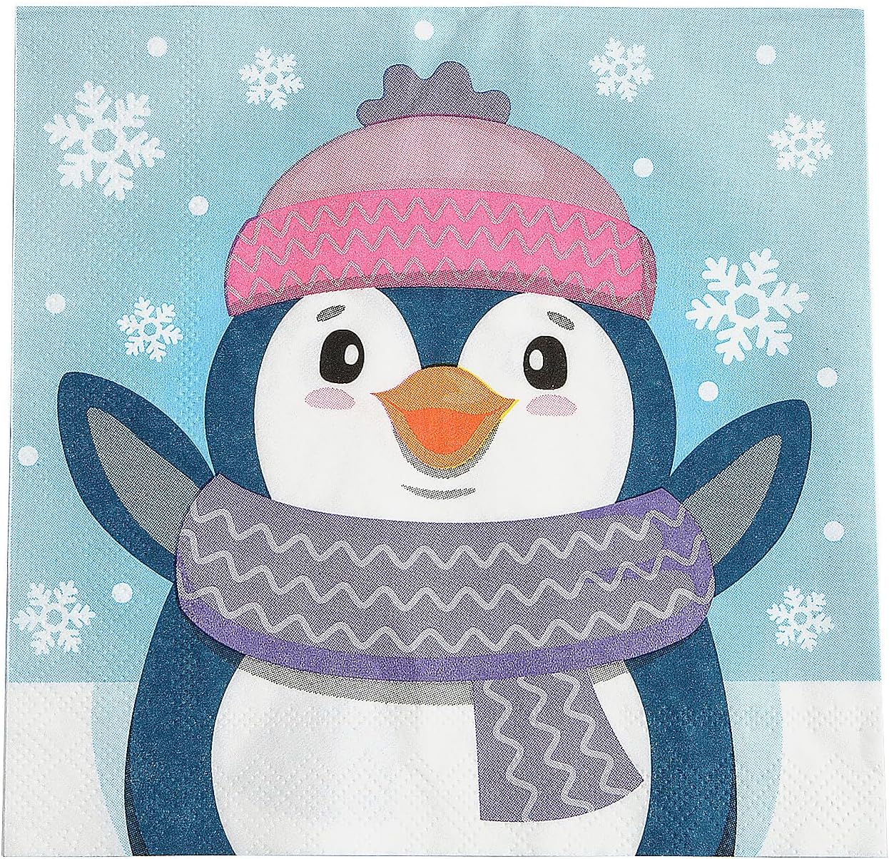 Fun Express 6 1/2" Winter Penguin Party Paper Luncheon Napkins - 16 Count