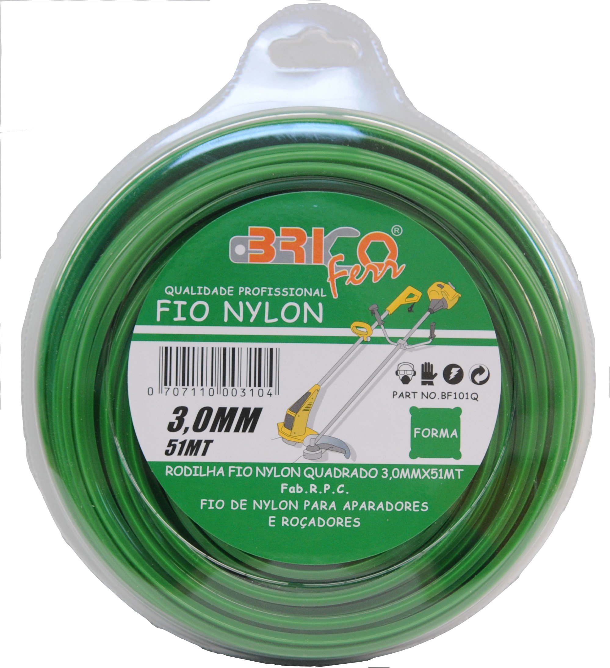 Bricoferr BF101Q - Hilo desbrozadora nylon perfil cuadrado (3 mm x 56 metros)