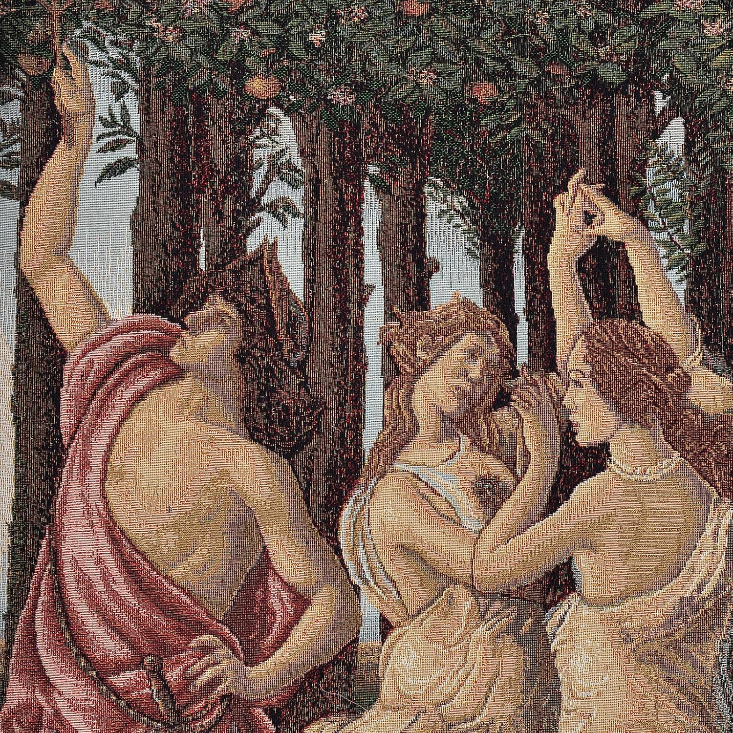 AureoMadis Woven Tapestry Wall Hanging - Medieval Victorian Vintage Art Decor, Large Wall Tapestry Home Aesthetic (42"x28") - Botticelli Primavera With Lining (Green：Botticelli Primavera-with lining)