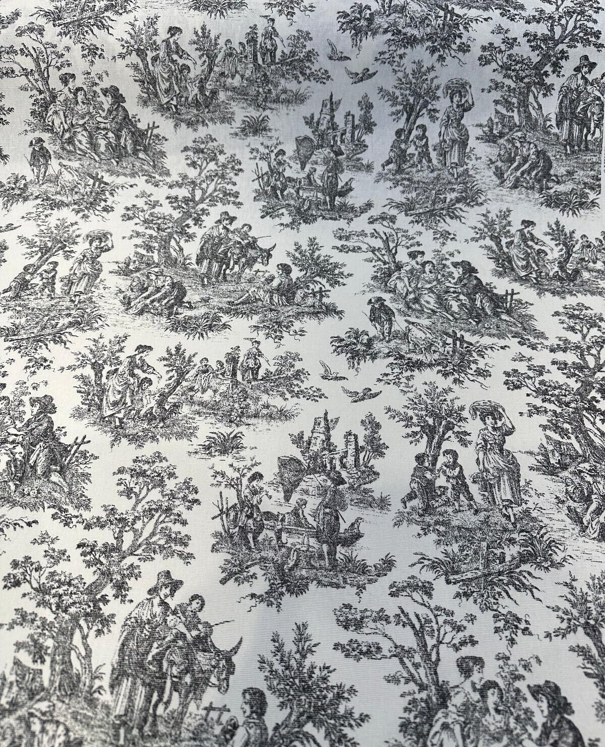 Waverly Toile Noir Black Charmed Rustic Life Fabric by The Yard
