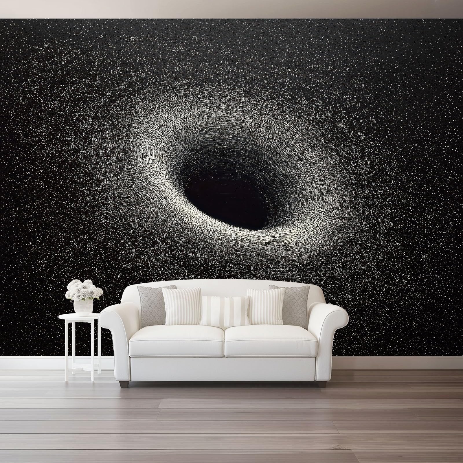 Tapeta Minimalistyczna czarna gwiaździste niebo 200 x 140 cm, plakat na ścianę fototapeta dekoracja ścienna salon sypialnia pokój dziecięcy, czarna