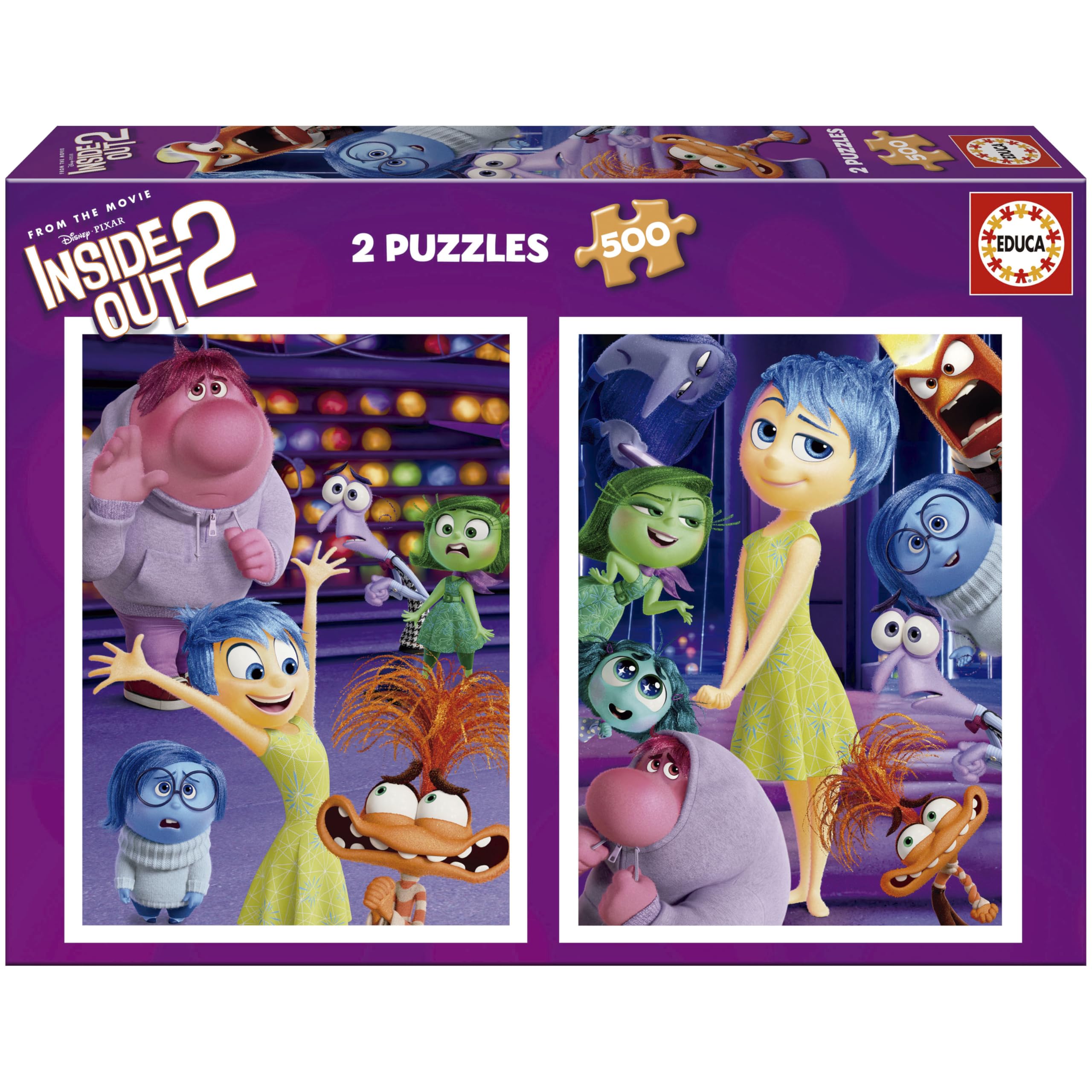 Educa - 2 Puzzles de cartón con 500 Piezas con Las imágenes de Inside out 2, diversión por Partida Doble Partir de 14 años (20101)