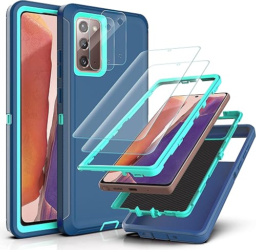 YmhxcY Note 20 - Funda con película de TPU flexible autorreparable (paquete de 2) y película protectora de pantalla para lente de cámara (paquete de