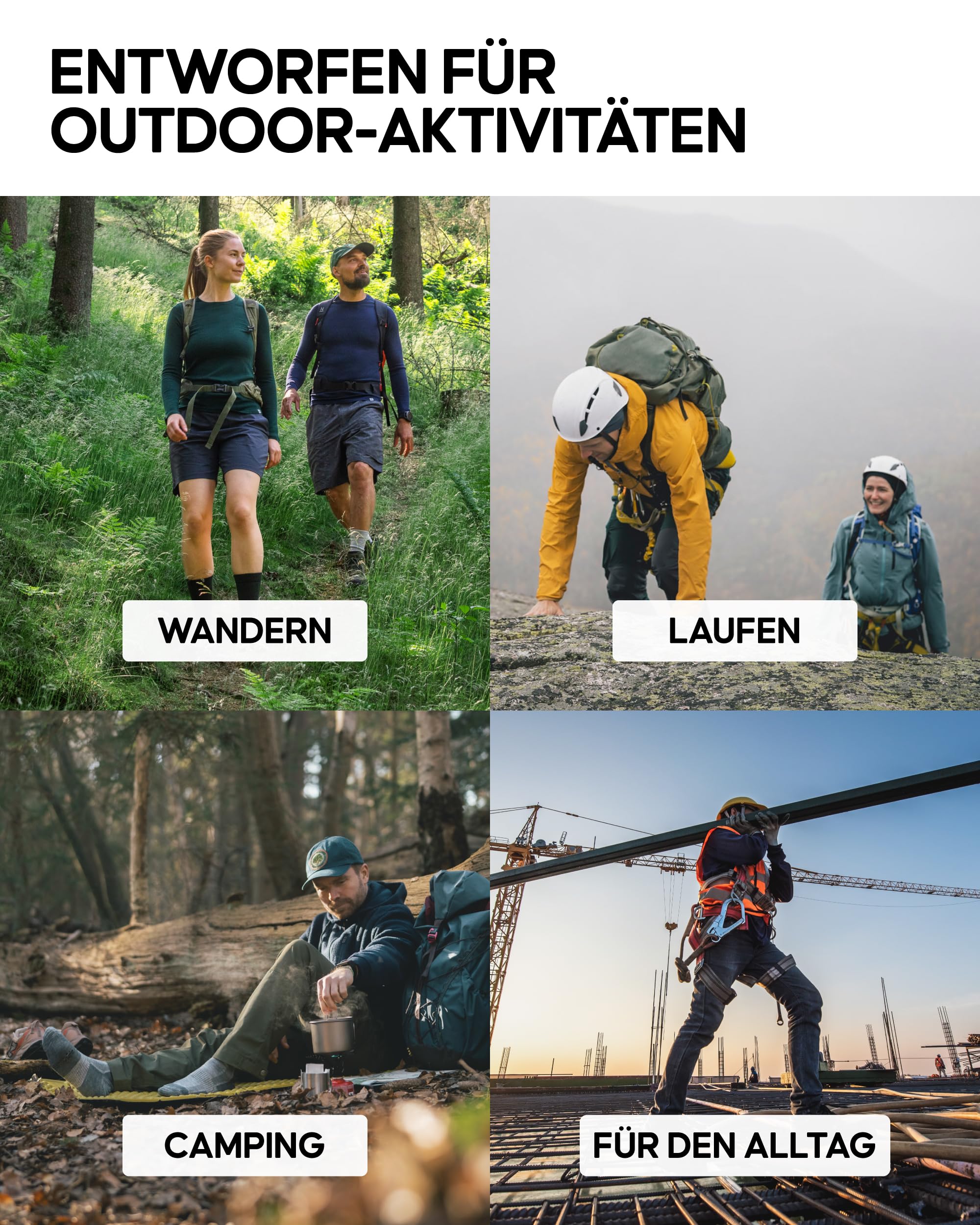 DANISH ENDURANCE Merino Wandersocken Funktionssocken Atmungsaktiv Gepolstert Herren Damen Kinder 3 Paar