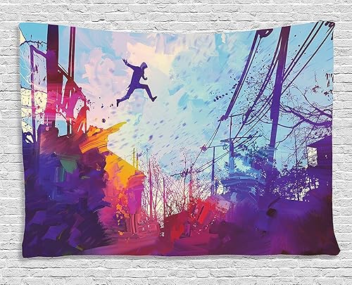 Miniatura 10 de Ambesonne Kraken - Tapiz vikingo con diseño de naves escandinavos de vela en las olas, pantalla retro, colgante de pared para dormitorio, sala de