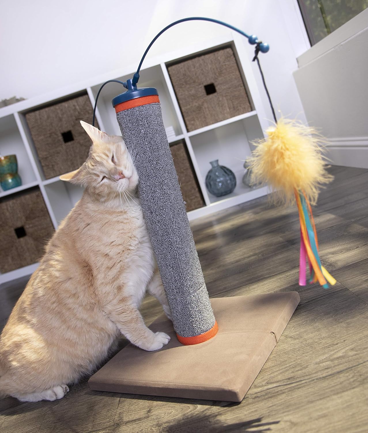 SmartyKat Scratch 'N Spin Carpet Scratching Post Cat Scratcher, 11" by 11" by 20" (9928) : Pet Supplies