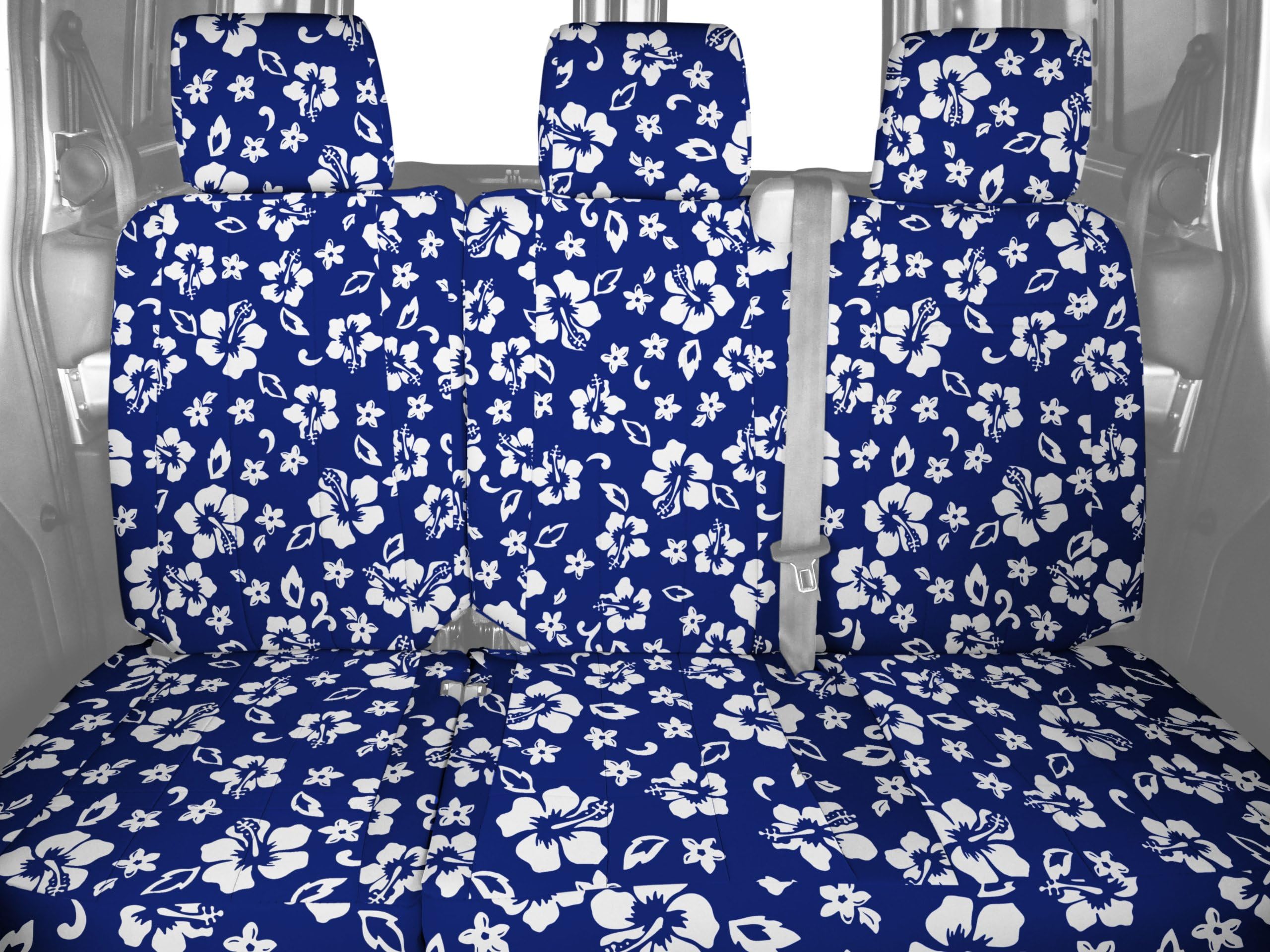 Rear Solid Back & 60/40 Cushion Seats, CalTrend NeoSupreme Seat Covers for 2004-2008 Ford F-150|Lincoln Mark LT Hawaii Blue Hawaii Blue Insert and Trim