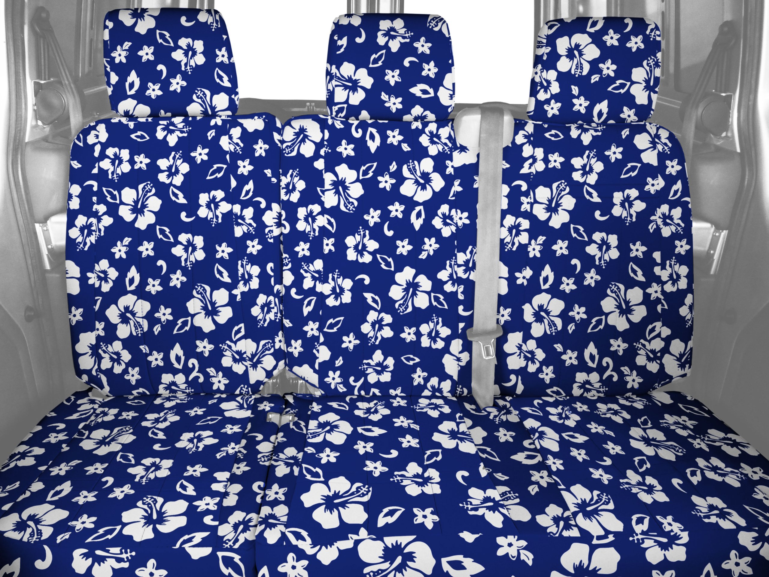 Rear Solid Back & 60/40 Cushion Seats, CalTrend NeoSupreme Seat Covers for 2004-2008 Ford F-150|Lincoln Mark LT Hawaii Blue Hawaii Blue Insert and Trim