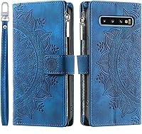 Vista 6 de Asuwish Funda de teléfono para Samsung Galaxy S10 con protector de pantalla de vidrio templado y correa para la muñeca Mandala Flower Flip Zipper