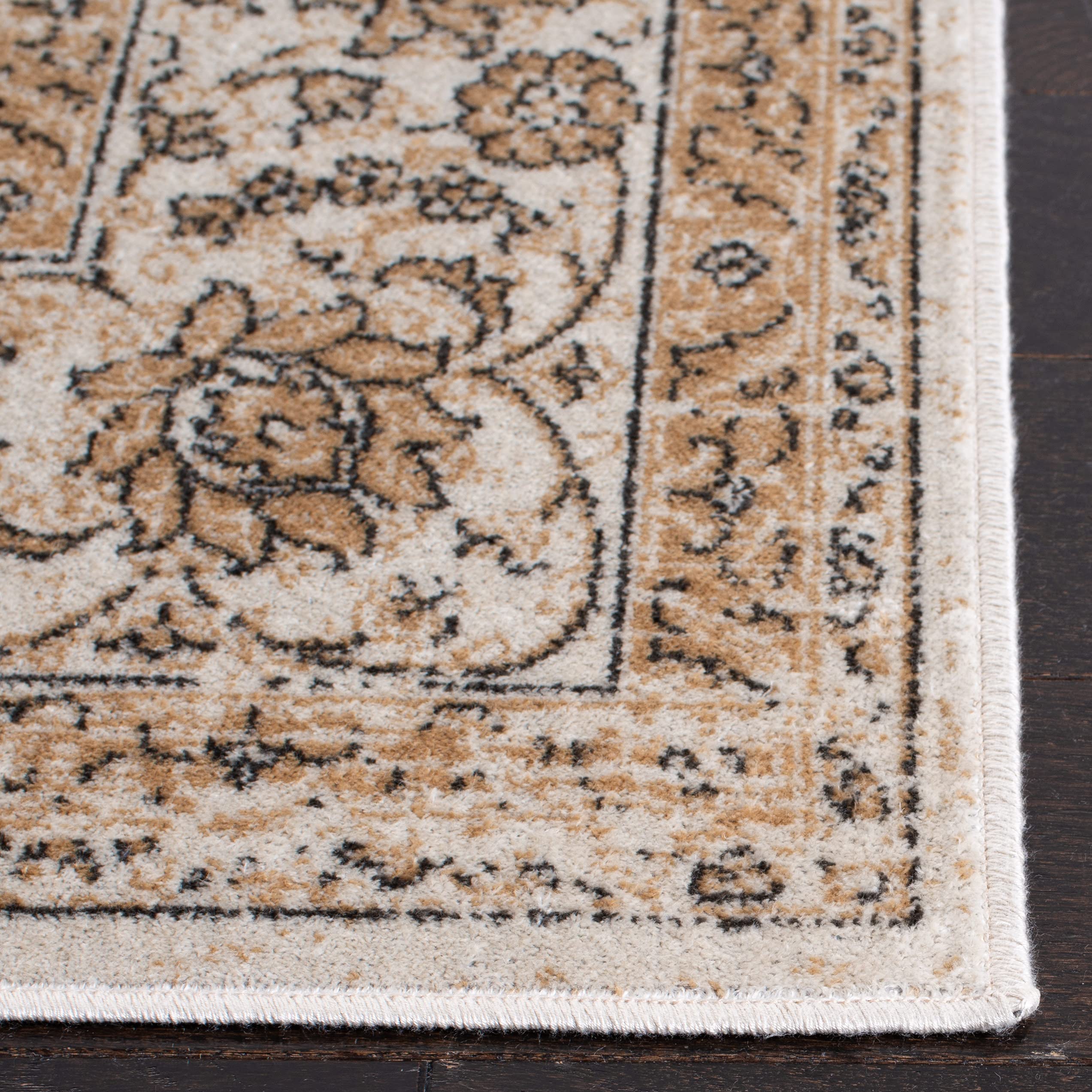 SAFAVIEH Traditionell Teppich für Wohnzimmer, Esszimmer, Schlafzimmer - Atlas Collection, Kurzer Flor, Elfenbein und Beige, 99 X 160 cm