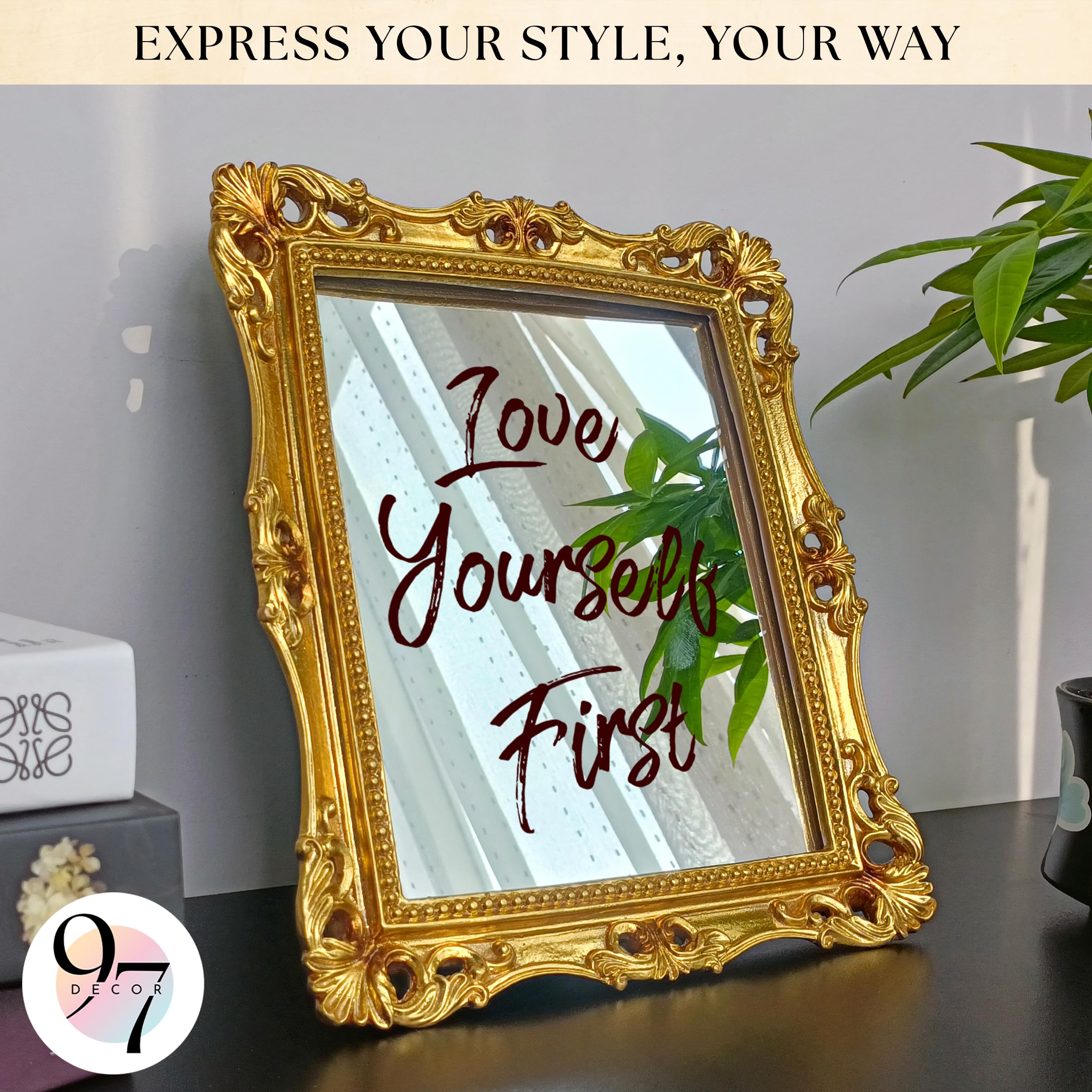 Amazon.com: 97 Decor Antique Gold Wall Mirror Vintage Decor