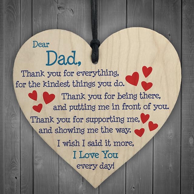 RED OCEAN Dad I Love You Everyday Wooden Hanging Heart Cute Dad Sign