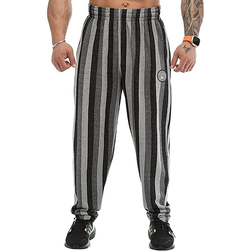 BIG SAM SPORTSWEAR COMPANY Men's Baggy Sweatpants with Pockets, Loose Fit Striped Oldschool Trackpants