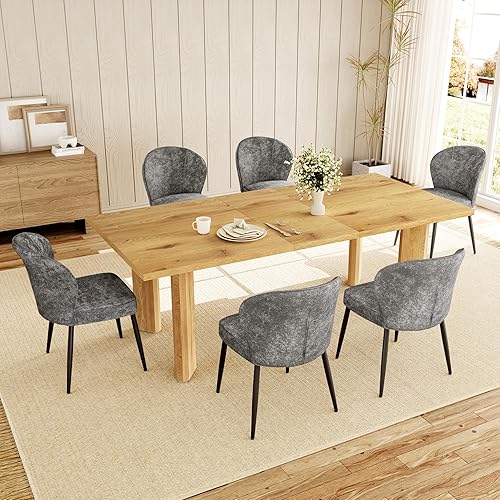 Miniatura 13 de Mesa de comedor extensible para 6-8 personas, mesa rectangular de MDF de 63 a 78.7 pulgadas, estilo rústico de granja, diseño que ahorra espacio