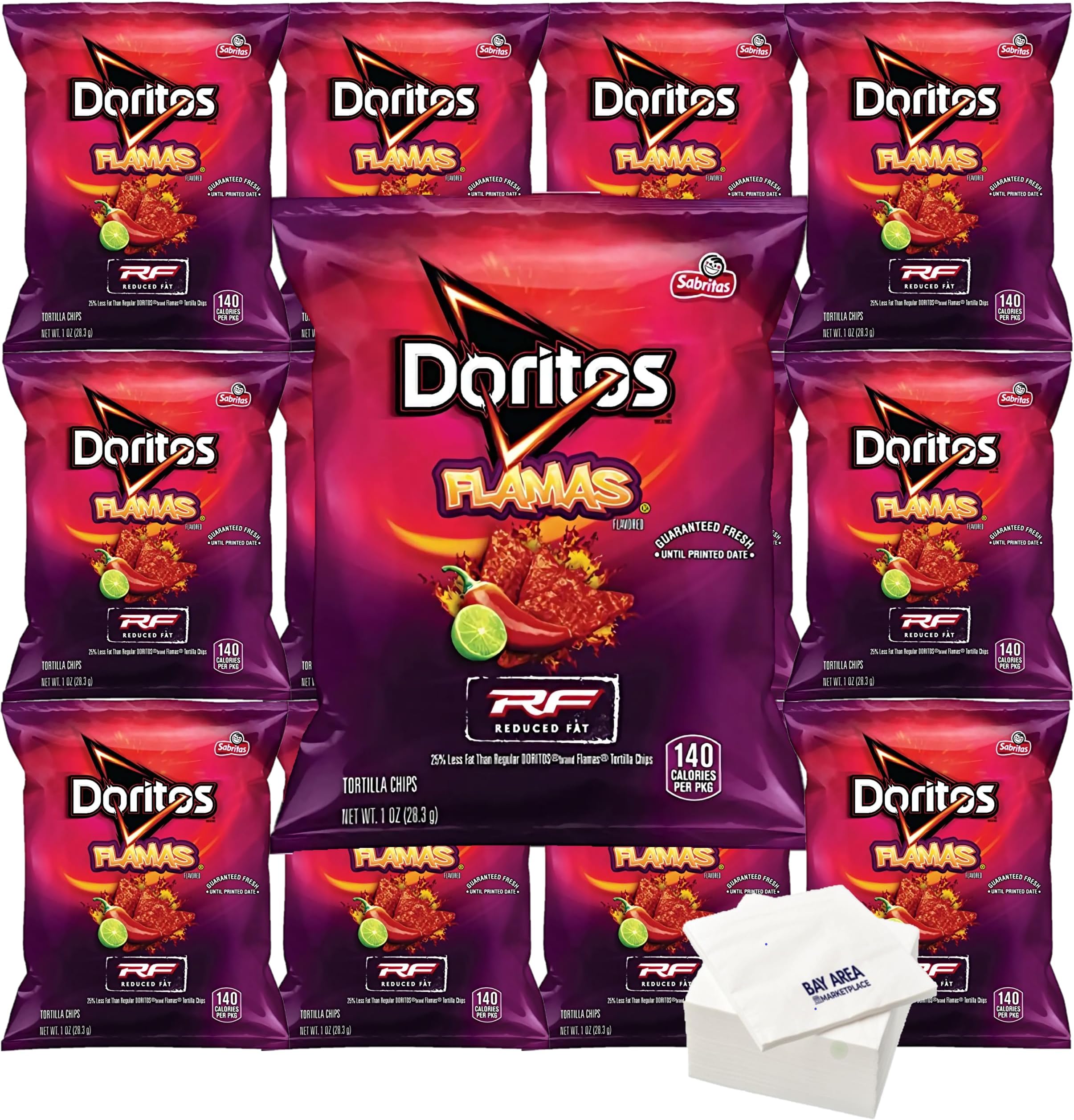 Doritos Classic Tortilla Corn Chips Snack! (Flamas Reduce Fat) pack of 10