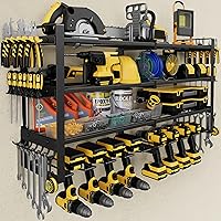Jusgym 4-Tier Power Tool Organizer Wall Mount - 400lbs Heavy Duty Rack with 8 Drill Holders for Garage Storage