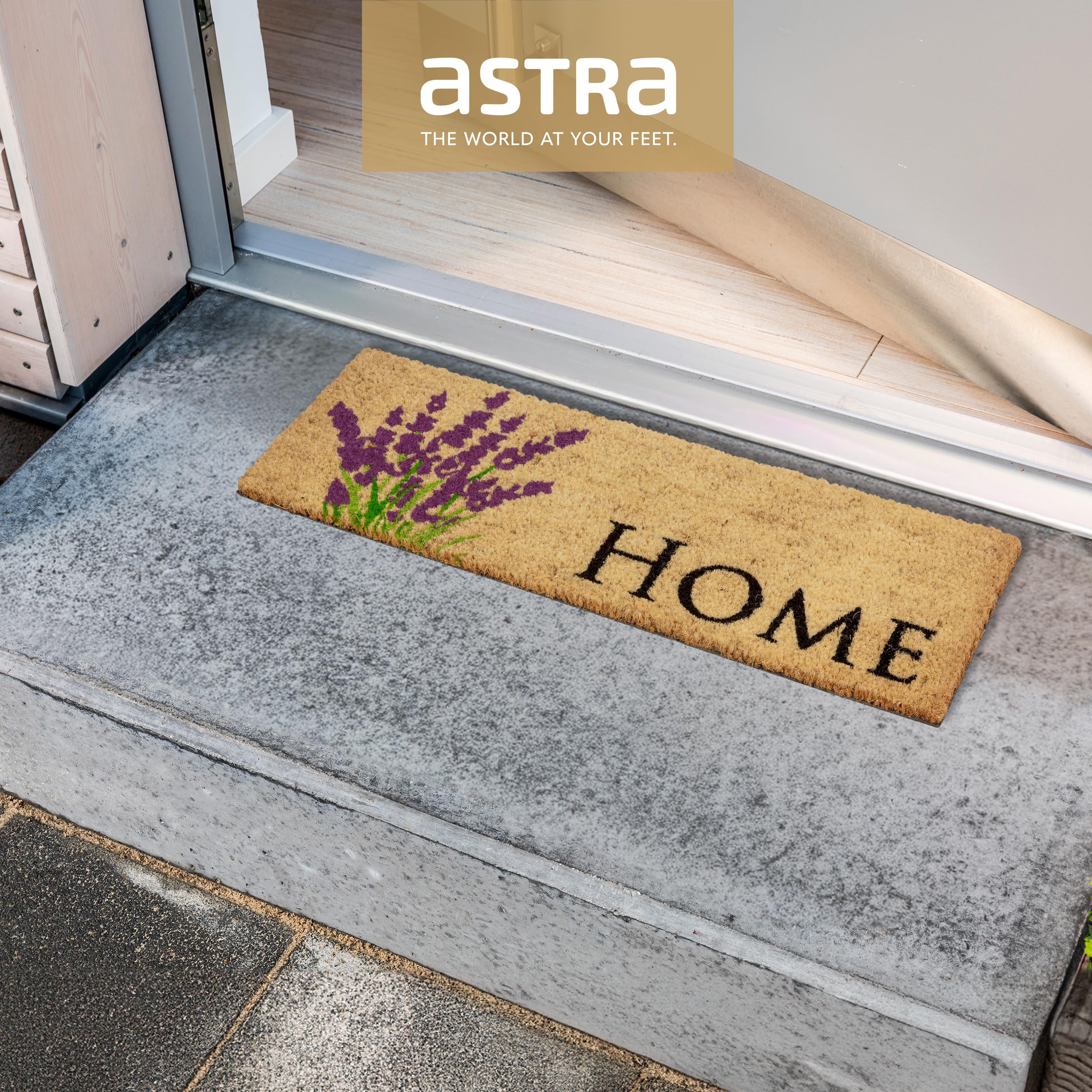 Astra Felpudo Interior Crema Antideslizante - Felpudo de Coco Antibacteriano Resistente - 25x75 cm - Antipolvo 100% Coco
