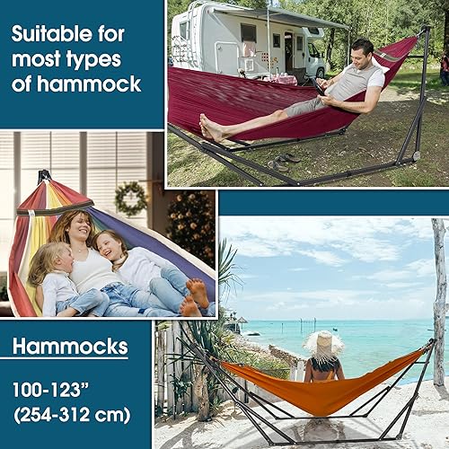 Miniatura 4 de Soporte de hamaca ajustable Tranquillo, hamaca de camping plegable y soporte, soporte de hamaca doble con capacidad de 600 lbs para 2 personas,