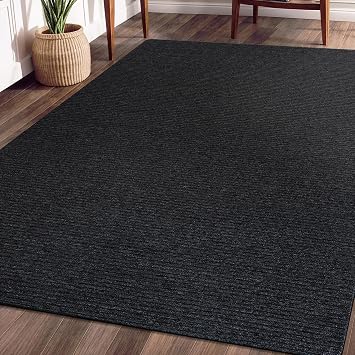 Beverly Rug Non-Slip Modern Rug 4x6 Solid Traditional Rubber Backing Non Skid Soft Thin Indoor Area Rugs for Living Room Stain Resistant Non Shedding Casual Carpet 4 x 6 Dark Gray
