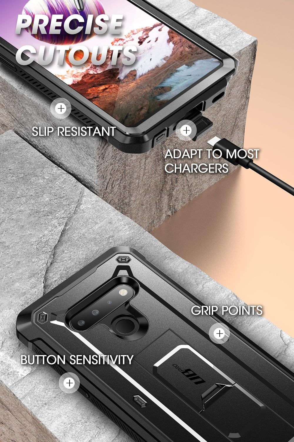 SUPCASE Unicorn Beetle Pro Series Case Designed for LG Stylo 6 (2020 Release),Full-Body Rugged Holster & Kickstand Case with Built-in Screen Protector (Black)