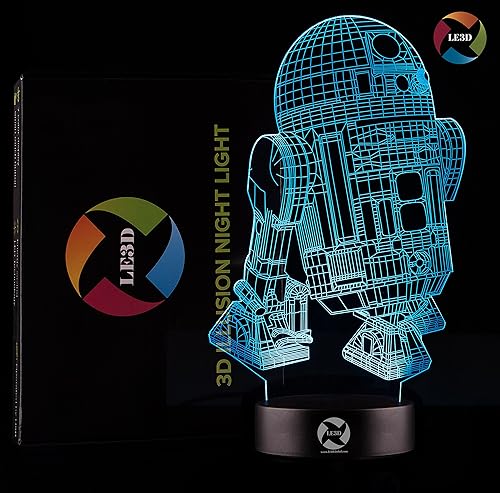 Miniatura 6 de Luz nocturna de ilusión óptica 3D - Lámpara de 7 LED que cambia de color - Luz suave fría segura para niños - Solución para pesadillas - Star Wars