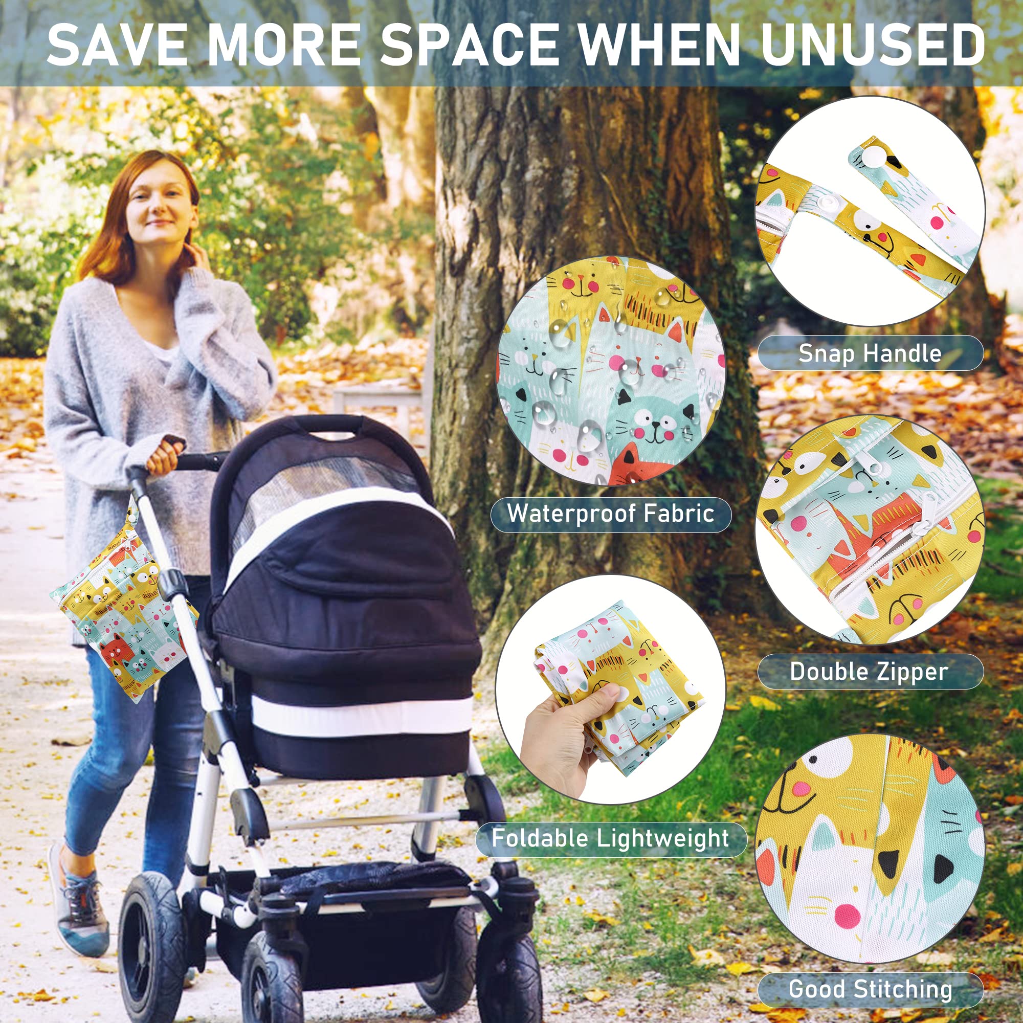 Wetbag Lot de 4 sacs à langer imperméables réutilisables avec fermeture éclair multicolore