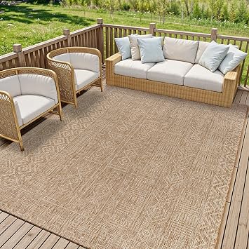 Livabliss Sweta Ontur Indoor Outdoor Rug, Boho   200x275 cm, Brown & Beige