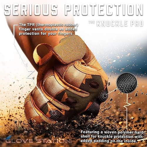 Miniatura 25 de Glove Station - Guantes tácticos para hombre, equipo funcional para pantallas táctiles con protección rígida en los nudillos, para motocicleta
