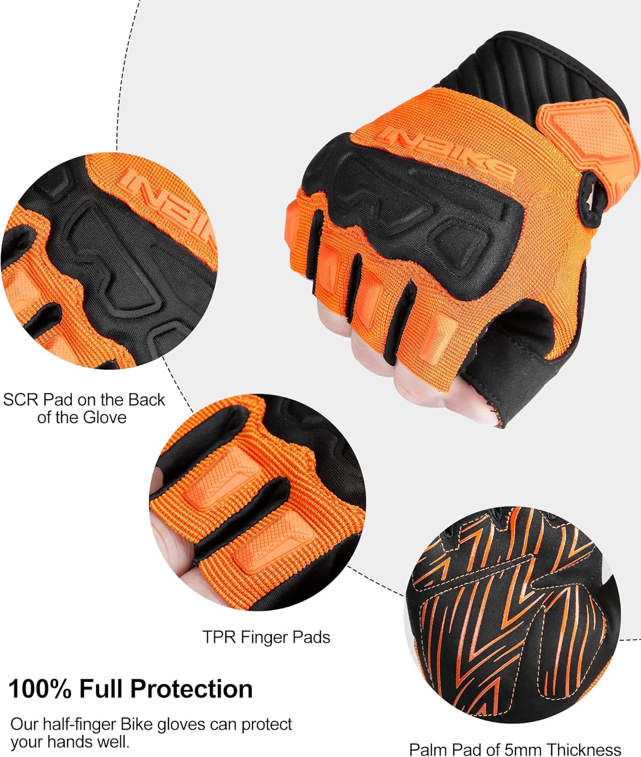INBIKE Fingerless Cycling Gloves Breathable Protective for Road Mountain Bike MTB Riding - Image 3