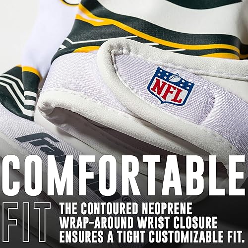 Vista 123 de Franklin Sports - Guantes de receptor de fútbol americano juvenil con logos de equipos de la NFL, palma de silicona, todos los tamaños juveniles