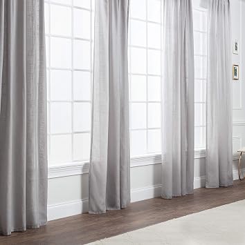 Chanasya Premium 2-Panel Soft Textured Semi Sheer Curtains for Window Living Room Bedroom Kitchen Office - Natural Light Filtering Privacy Window Treatment Drapes - 52 x 63 Inches Long - Silver