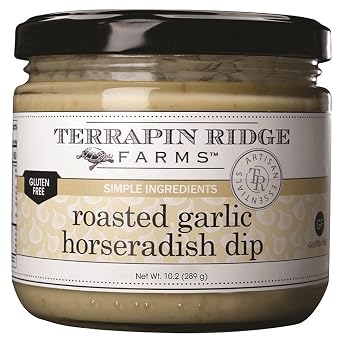 Terrapin Ridge Farms Roasted Garlic Horseradish Dip Bold and Creamy Condiment for Meats, Sandwiches & Snacks, Gluten Free & Keto Friendly 10.2 oz jar
