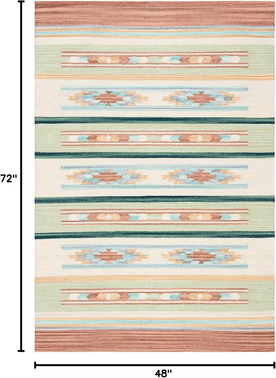 SAFAVIEH Cotton Kilim Collection Accent Rug - 4' x 6', Brown & Ivory, Handmade Southwestern Boho Tribal Cotton, Ideal for High Traffic Areas in Entryway, Living Room, Bedroom (KLC301T)