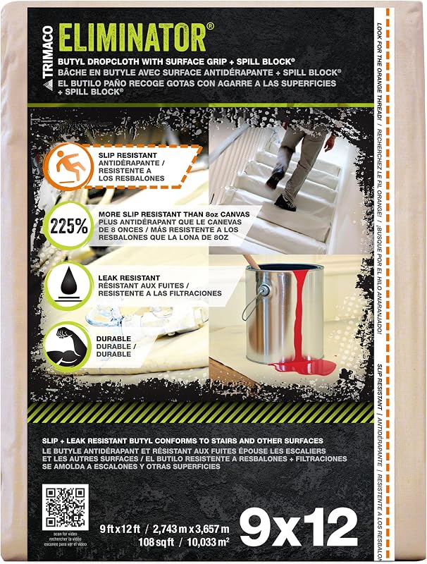 Eliminator Butyl Drop Cloth, 9-feet x 12-feet