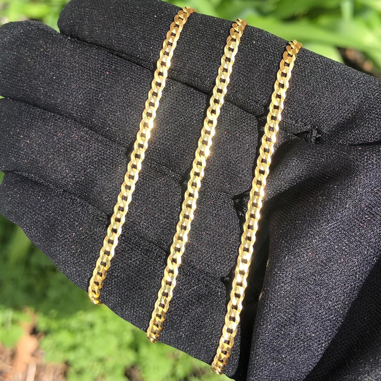 Real Genuine 1/20 14K Yellow Gold GF Cuban Link Bracelet 3 mm 7 Inch for Men and Women - Image 3