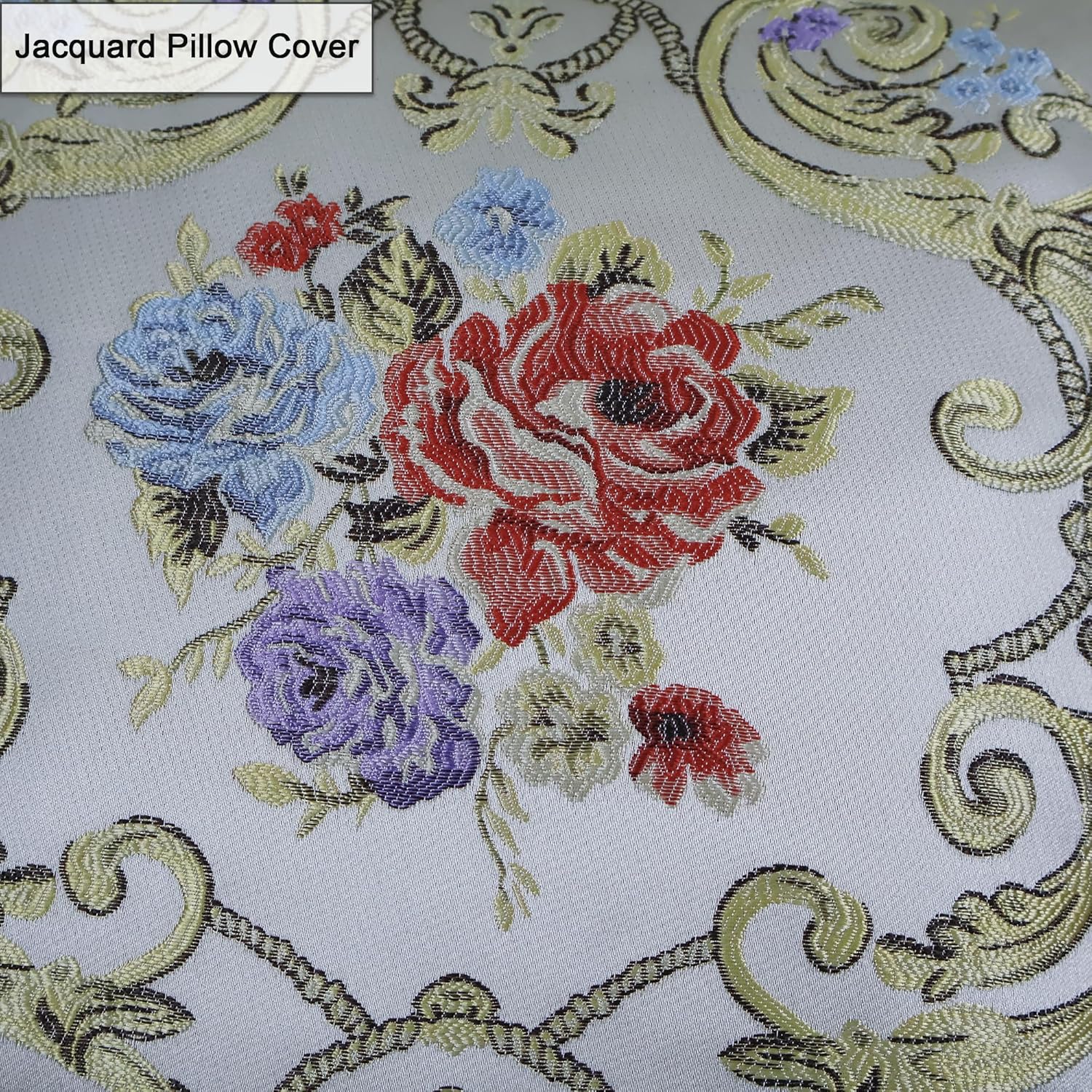 SZHELEJIAM Pillow Cover Set of 2, Jacquard Vintage Embroidered Pillow Case, for Sofa Cushion Cover for Sofa, Bed, Living Room, Throw Pillow Covers 18x18 Beige