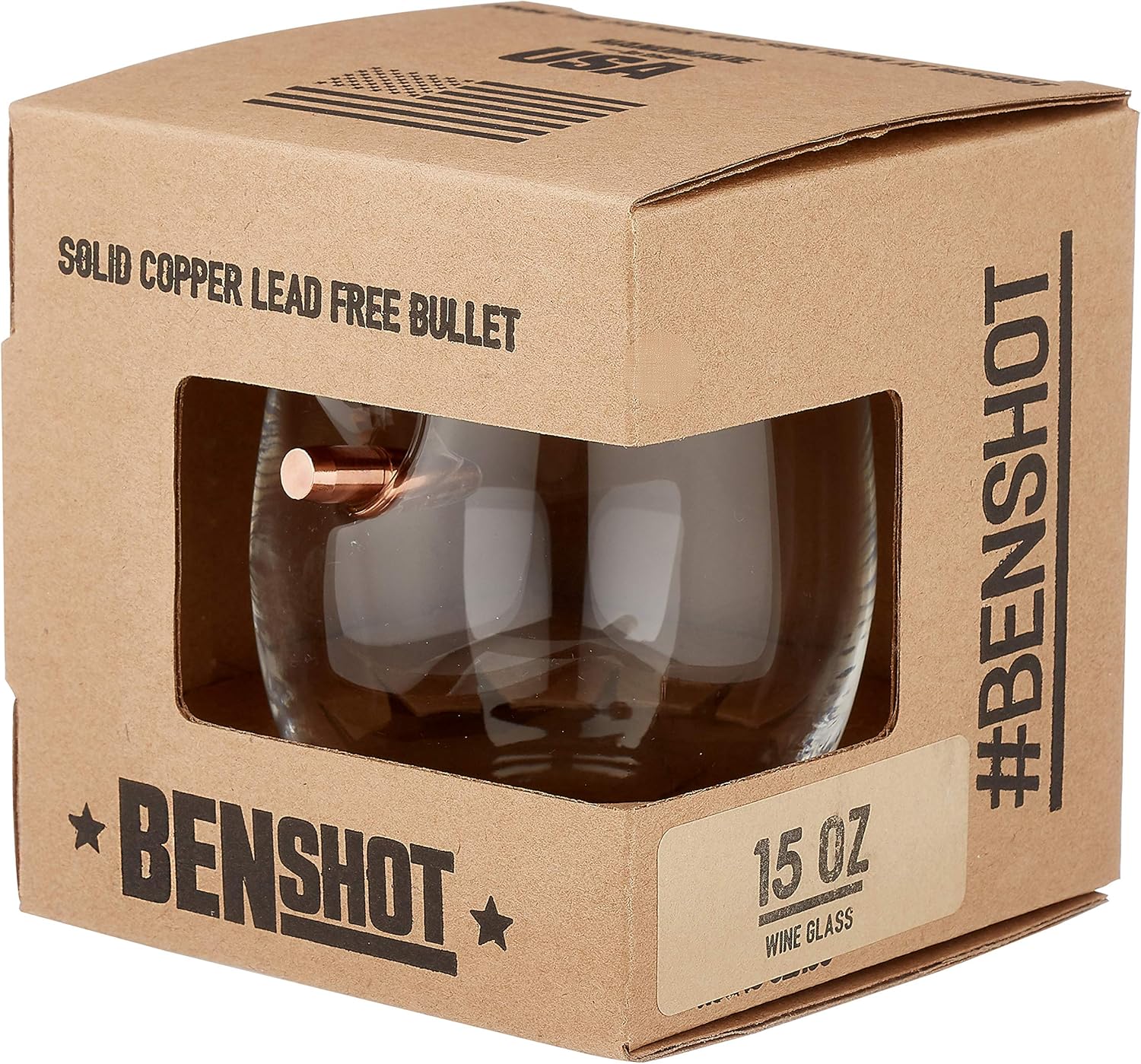 BenShot Bulletproof Wine Glass with real bullet