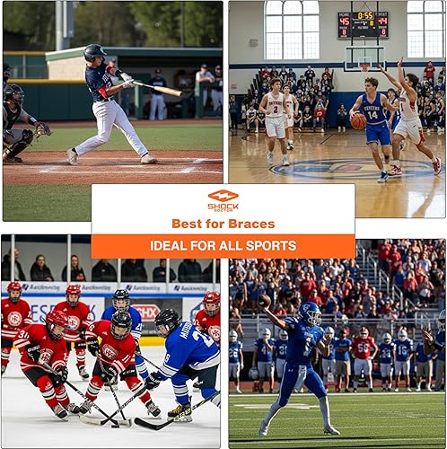 Miniatura 5 de Shock Doctor - Férula dental para rugby con tirantes y sin tirantes, joven, Azul,Rosado,Trbk/Whfng