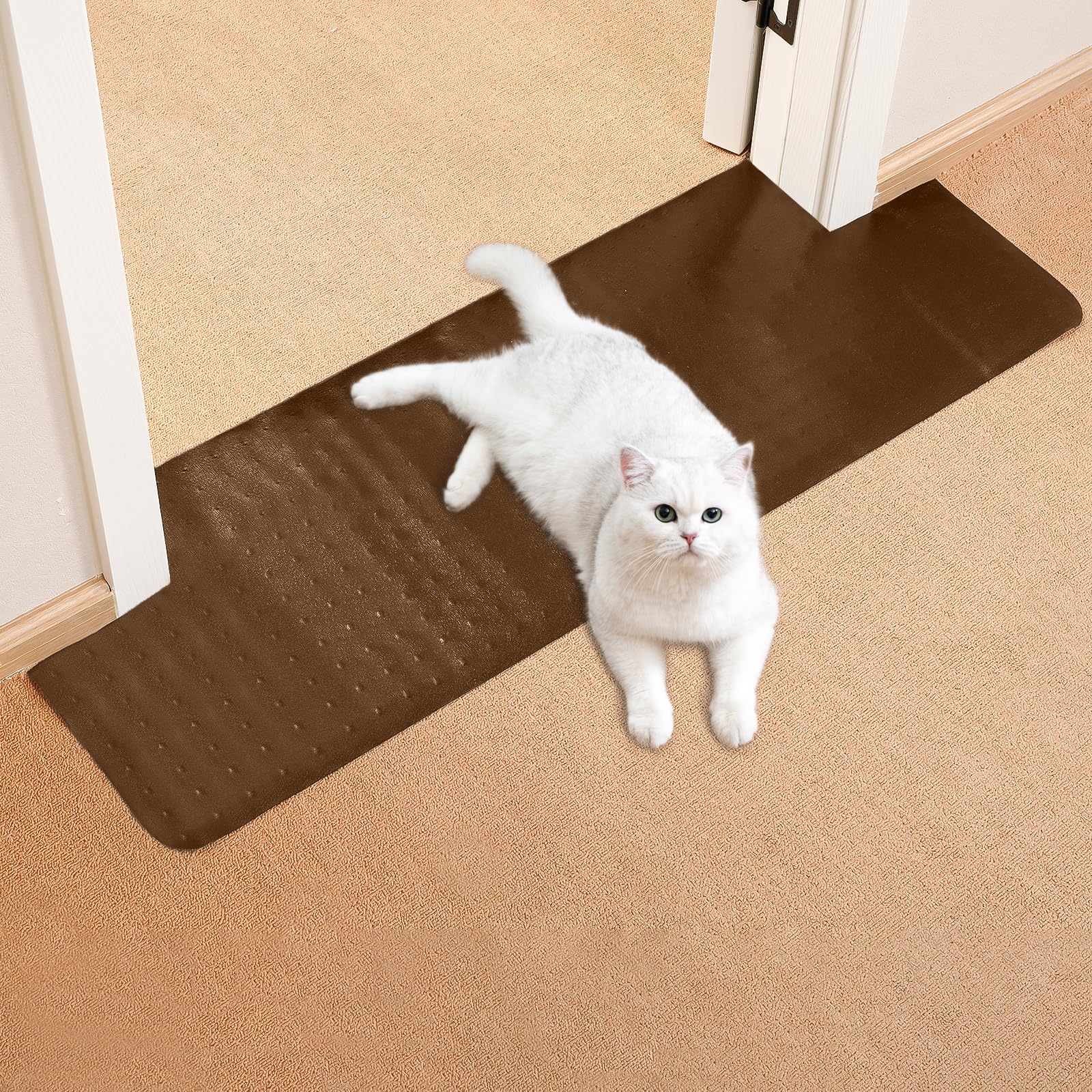 Protection de tapis en plastique marron Uross anti-griffures chat 1m