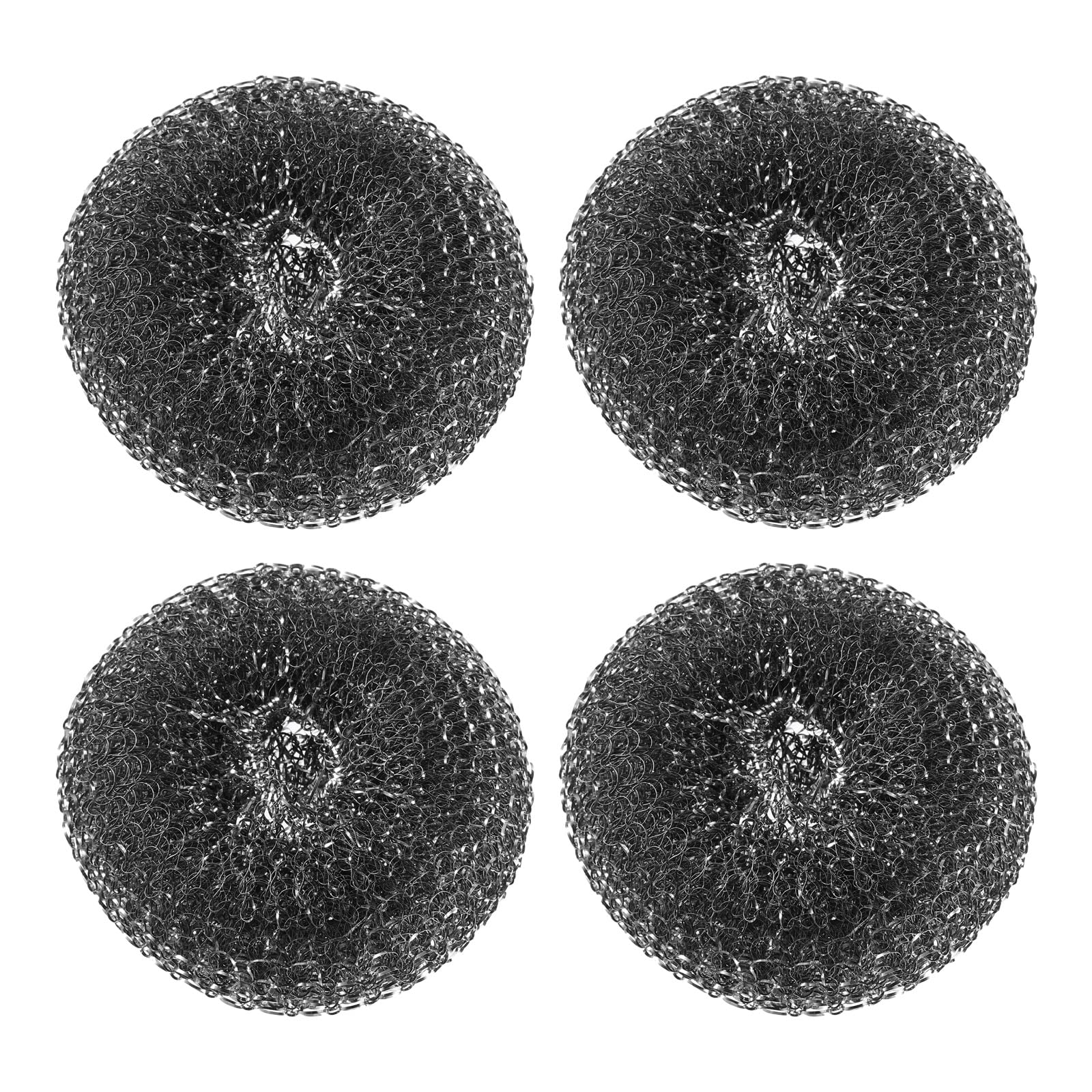 HARFINGTON 4pcs Stainless Steel Scrubber Pad, Barbecue Grill Cleaning Scrubber Pads Replacement Steel Wool Brush Head for Gas, Outdoor BBQ Accessories
