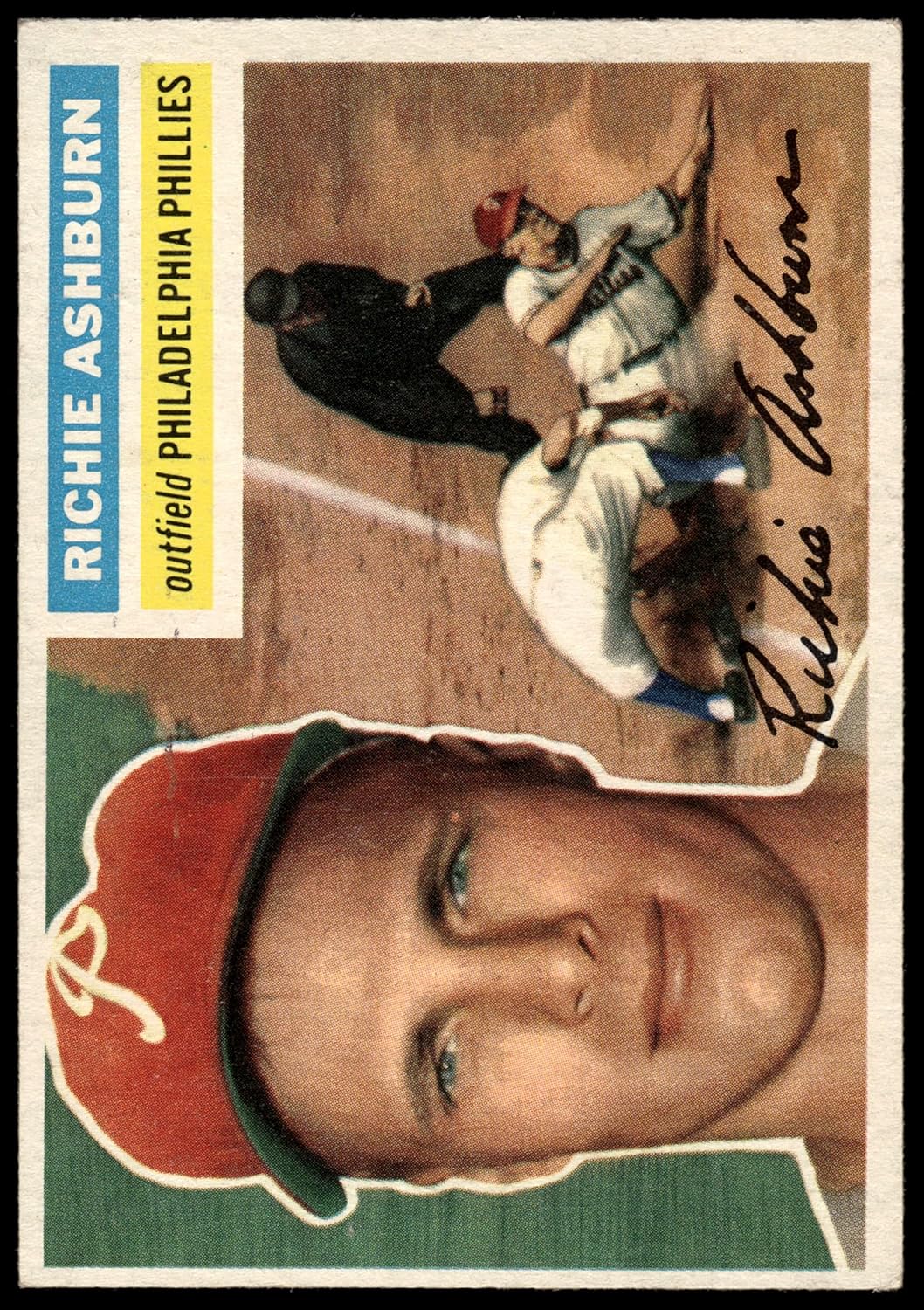 1956 Topps #120 GRY Richie Ashburn Philadelphia Phillies (Baseball Card) (Grey Back) EX Phillies