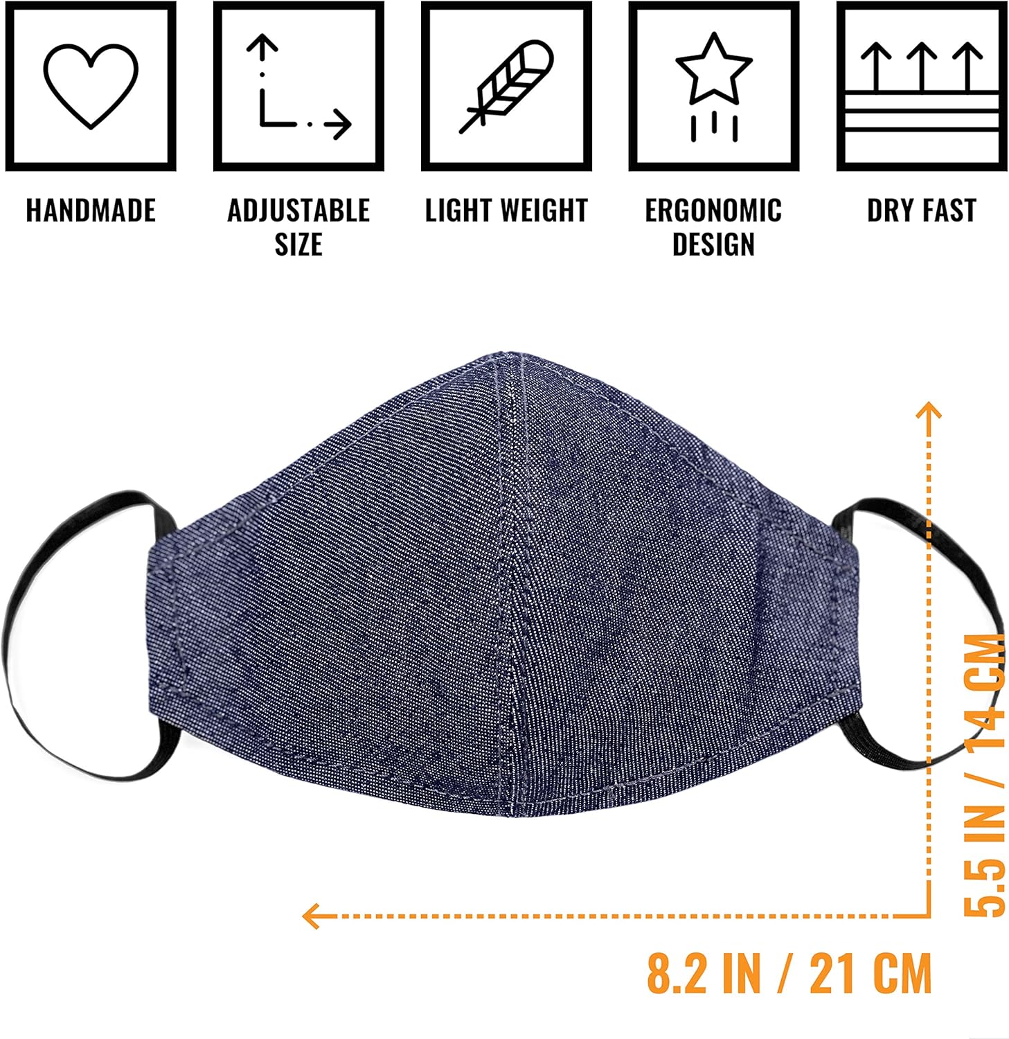 Exсluѕіvе Sресіаl Under NY Sky Safety Face Masks - Pocket For Filter (Blue Denim)