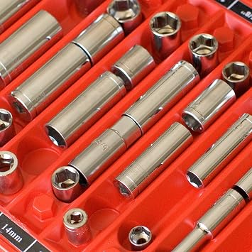 SOCKET ORGANIZER (RED) | Reduce Frustration, Save time| Easy-to-Read Labels | Metric & SAE | Professional Quality Tool Organizer | Made in USA