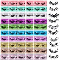 Vista 24 de FARRED - Venta al por mayor de pestañas postizas de visón sintético 30 pares, 3D A02 de longitud media, veganas, con volumen esponjoso, tiras