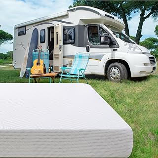 RV Mattress Short Queen, 10 Inch Memory Foam Camper Mattress Fiberglass Free Bed in a Box Designed & Assembled in The USA, CertiPUR-US Certified, 75"×60"×10", White