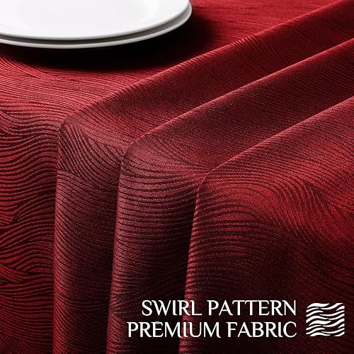 Miniatura 5 de Softalker Mantel rectangular de jacquard navideño, diseño de remolino, impermeable, resistente a las manchas, sin arrugas, peso pesado, para cenas,
